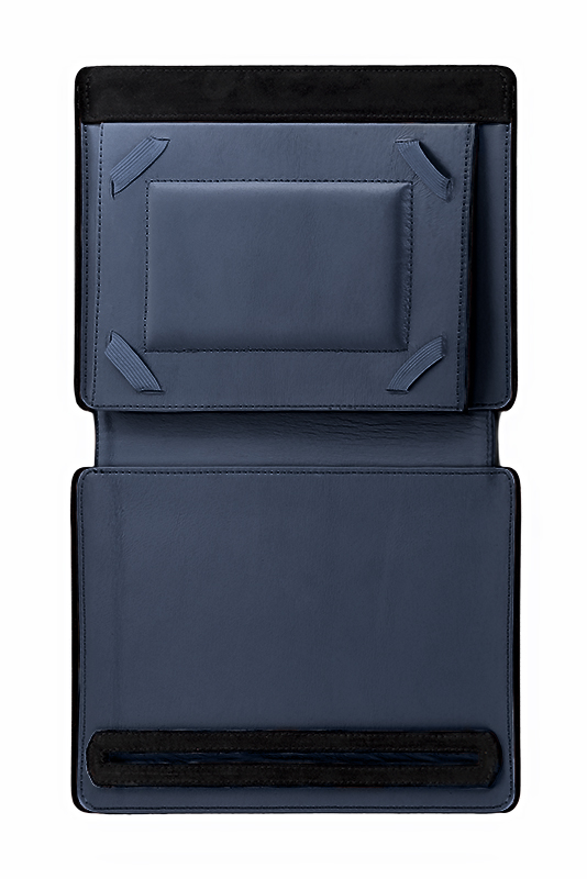 Etui pour tablette bleu indigo et noir mat haut de gamme. Personnalisation. Top view - Florence KOOIJMAN